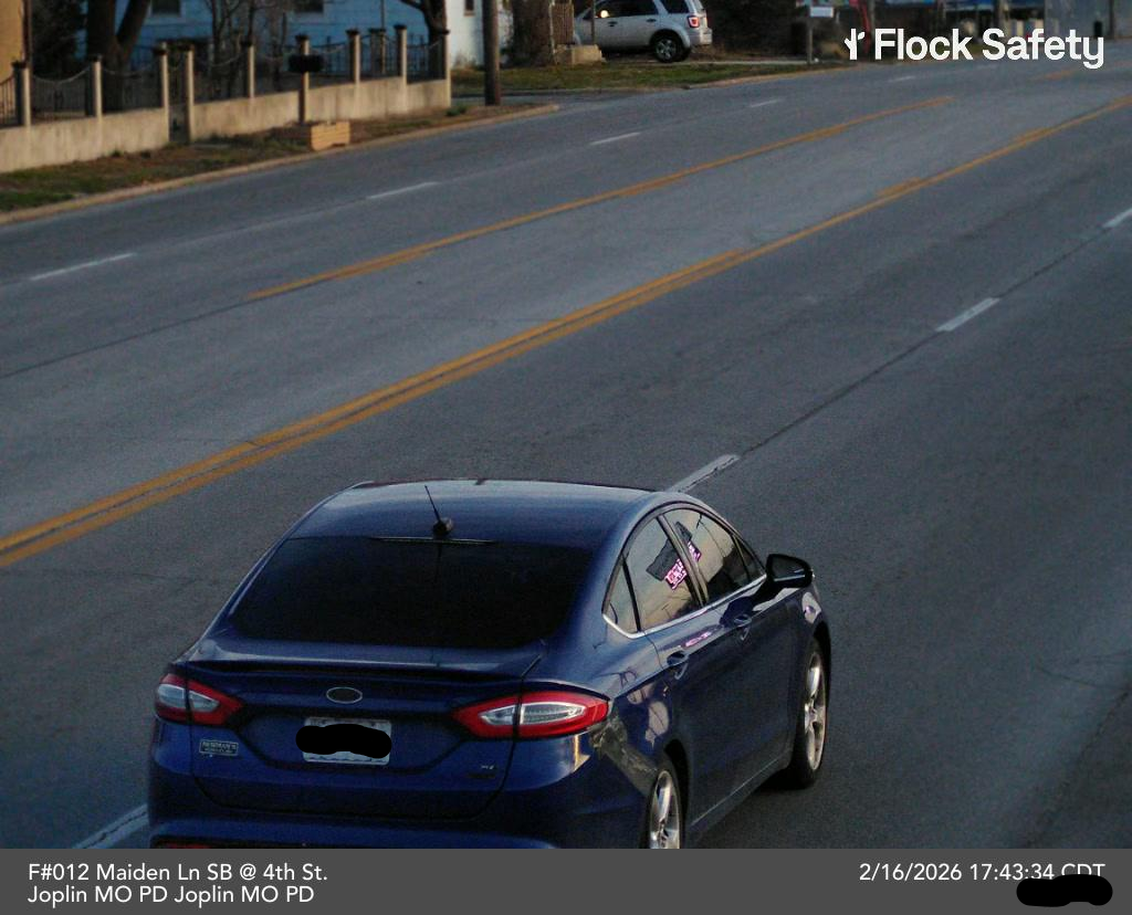 An example of an image taken by a Flock Safety license-plate reader.