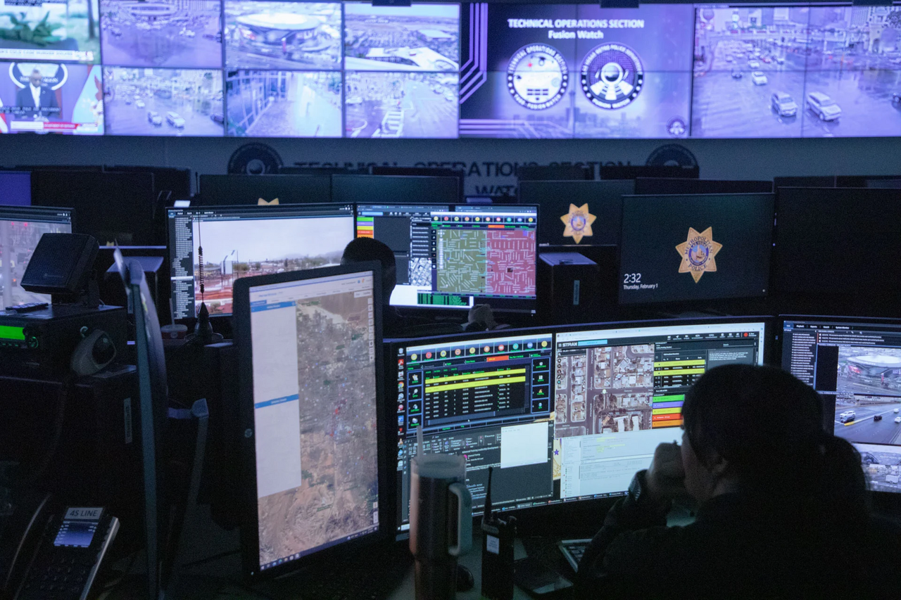 An image of a police fusion center.