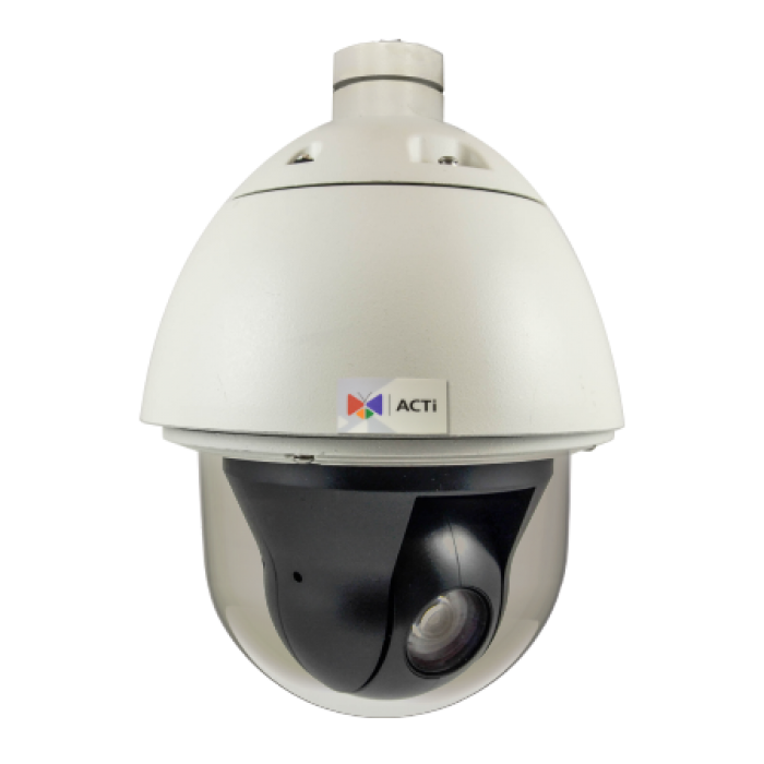 An ACTi i910 pan-tilt-zoom camera.